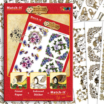 ZV91565 Set Booklet and Stickers Match-It Flowers Birds and Butterflies