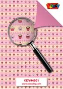 DV94501 Achtergrondvel cupcake rand roze