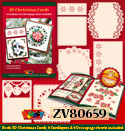 ZV80659 Set knipvellenboek 3D-Kerst getekend door Natasja met 6 Luxe Oplegkaarten