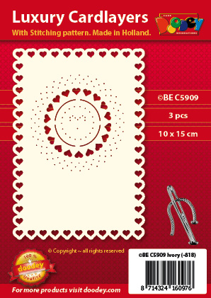 BEC5909 Luxury card layer stitch A6 layer hearts in circle