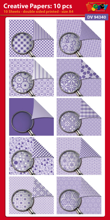 DV94340 Creative papers: 10 sheets double sided patterned papers A4