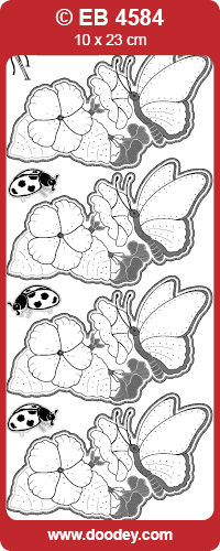 EB4584 embroidery sticker butterfly with petunia