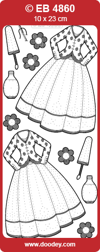 EB4860 embroidery sticker dress and nail polish