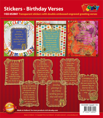 GS652861 Scrapbook stickers Birthday verses