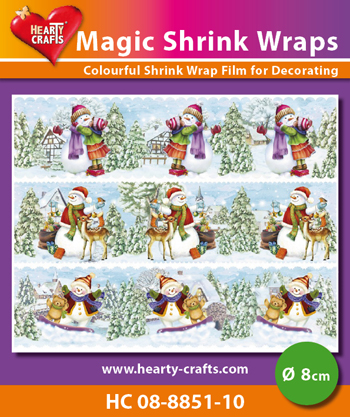 HC08-8851-10 Magic Shrink Wraps, Snowmen (1) (⌀ 8 cm)