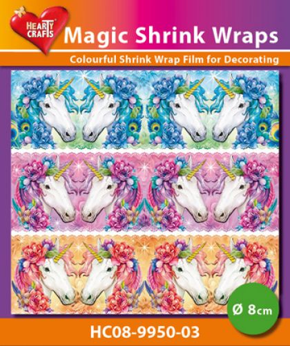 HC08-9950-03 Magic Shrink Wraps, Unicorns ( 8 cm)