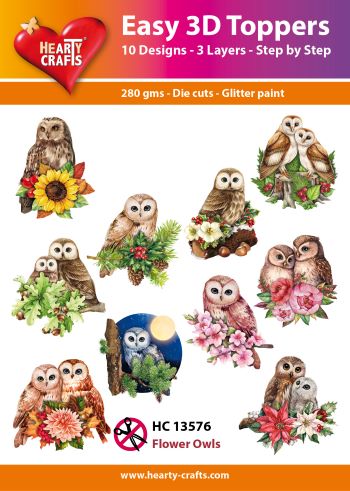 HC13576 Easy 3D Toppers - Flower Owls