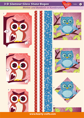 HC703405 3D-Glossy Die-cut sheets Owls