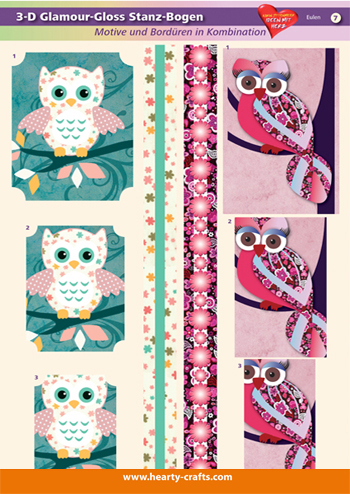 HC703407 3D-Glossy Die-cut sheets Owls