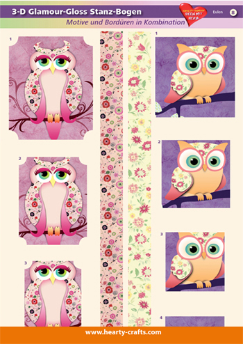 HC703408 3D-Glossy Die-cut sheets Owls