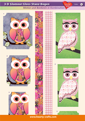 HC703409 3D-Glossy Die-cut sheets Owls