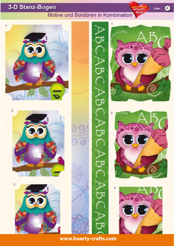 HC760404 3D-Die-cut sheets Owls