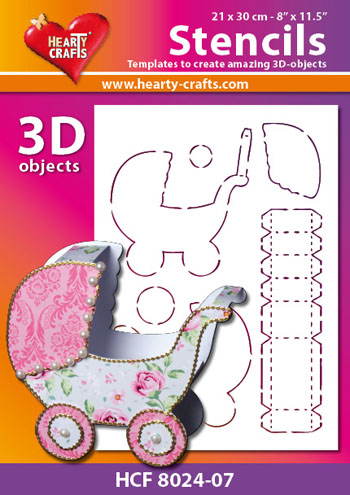 HCF8024-07 Hearty Crafts DESIGN Stencil 3D pram