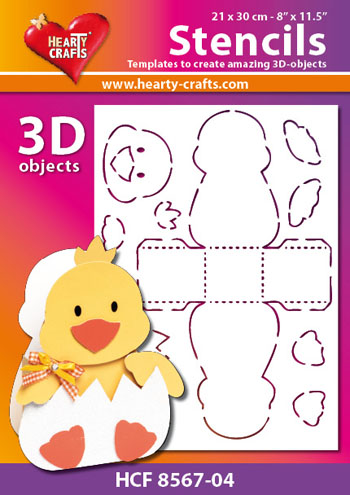 HCF8567-04 Hearty Crafts DESIGN Stencil 3D chick