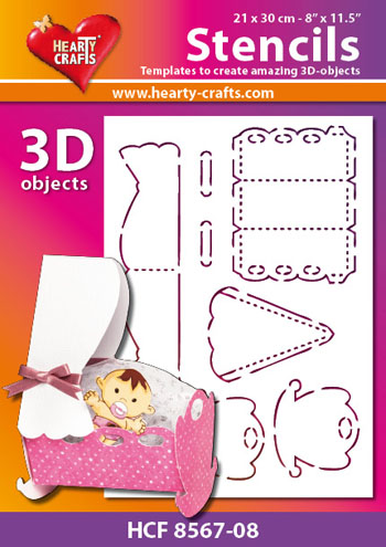 HCF8567-08 Hearty Crafts DESIGN Stencil 3D cradle