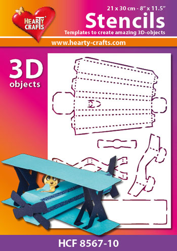 HCF8567-10 Hearty Crafts DESIGN Stencil 3D Aeroplane