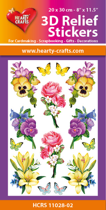 HCRS11028-02 3D Relief Stickers A4 - Flowers