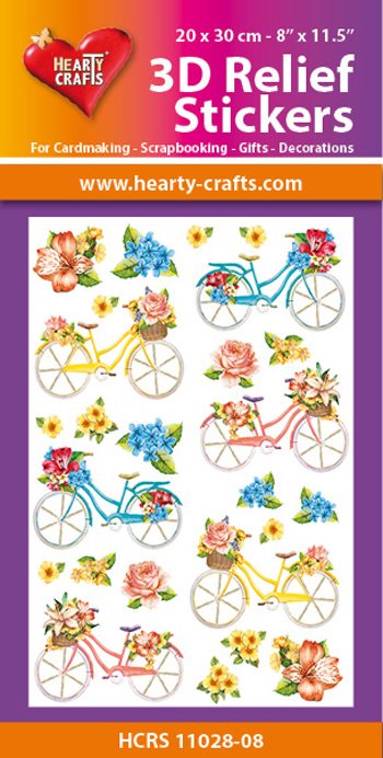 HCRS11028-08 3D Relief Stickers A4 - Bicycles