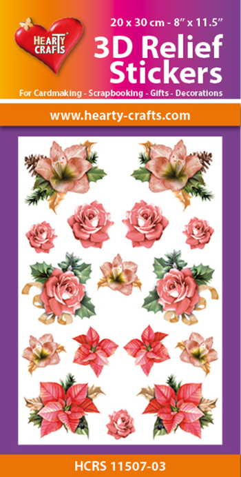 HCRS11507-03 3D Relief Stickers A4 - Christmas Flowers
