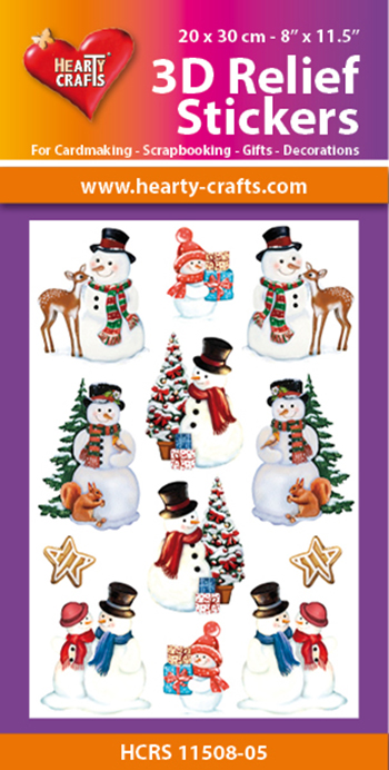 HCRS11508-05 3D Relief Stickers A4 - Snowmen
