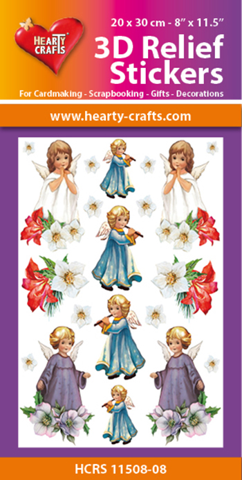 HCRS11508-08 3D Relief Stickers A4 - Christmas Angels
