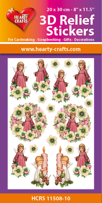 HCRS11508-10 3D Relief Stickers A4 - Christmas Angels
