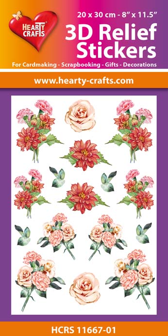 HCRS11667-01 3D Relief Stickers A4 -Bouquets of Carnations