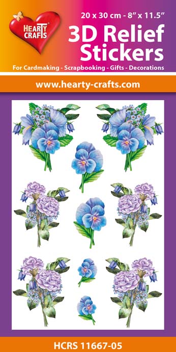 HCRS11667-05 3D Relief Stickers A4 -Bouquets of Carnations