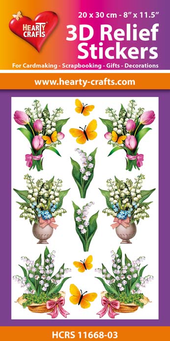 HCRS11668-03 3D Relief Stickers A4 -Lilies of the Valley