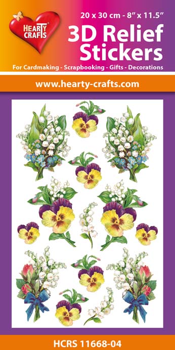 HCRS11668-04 3D Relief Stickers A4 -Lilies of the Valley