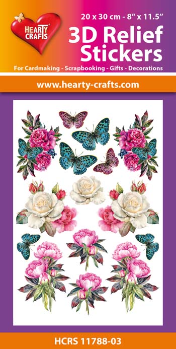 HCRS11788-03 3D Relief Stickers A4 - Flowers and Butterflies