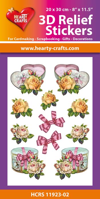 HCRS11923-02 3D Relief Stickers A4 - Vintage Roses