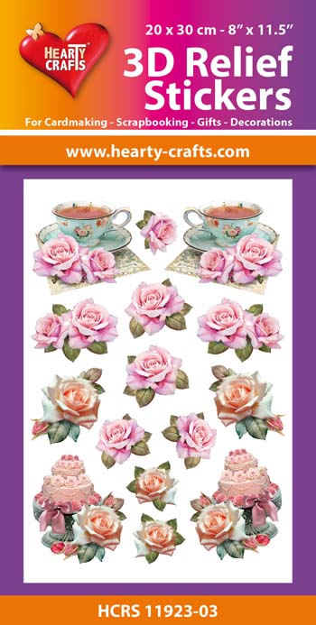HCRS11923-03 3D Relief Stickers A4 - Vintage Roses