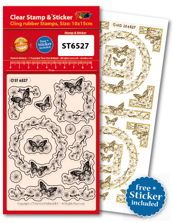 ST6527 Clear Stamps Frame blossom butterfly