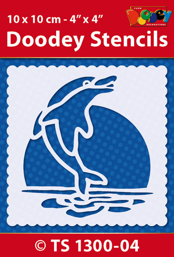 TS1300-04 Doodey Stencil , 10x10 cm Dolphin
