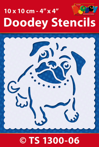TS1300-06 Doodey Stencil , 10x10 cm Pug Dog