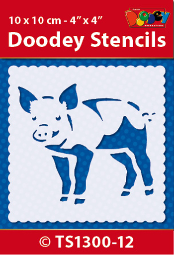 TS1300-12 Doodey Stencil , 10x10 cm Pig