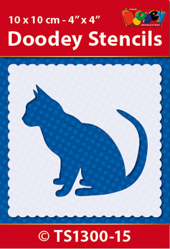 TS1300-15 Doodey Stencil , 10x10 cm Cat