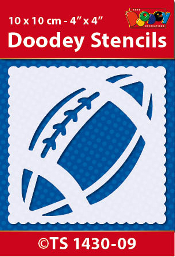 TS1430-09 Doodey Stencil , 10x10 cm Rugbyball