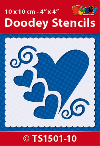TS1501-10 Doodey Stencil , 10x10 cm Love / Hearts