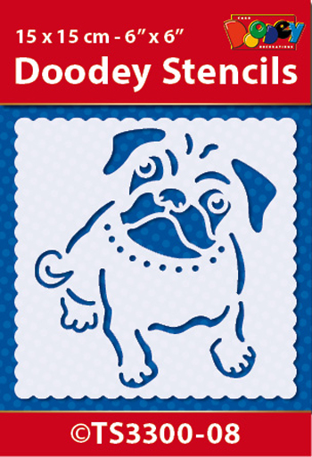 TS3300-08 Doodey Stencil 15x15 cm - Pug Dog