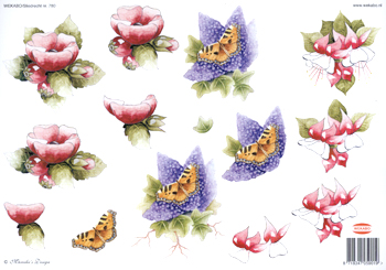 WKB780 3D decoupage flowers and butterflies
