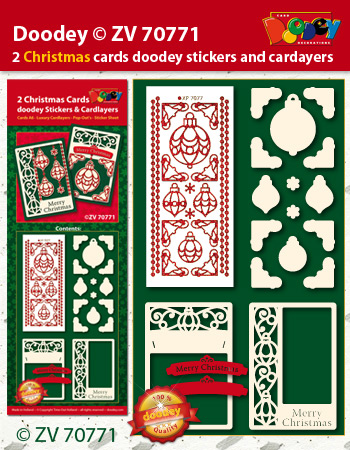 ZV70771 Christmas cards with doodey stickers and cardlayers