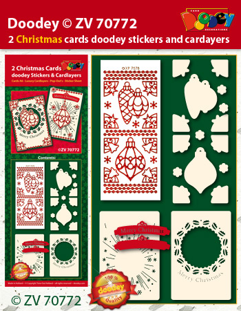 ZV70772 Christmas cards with doodey stickers and cardlayers