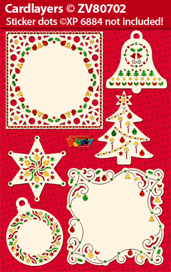 ZV80702 Set Christmas cardlayers for Holographic Sticker dots XP6884