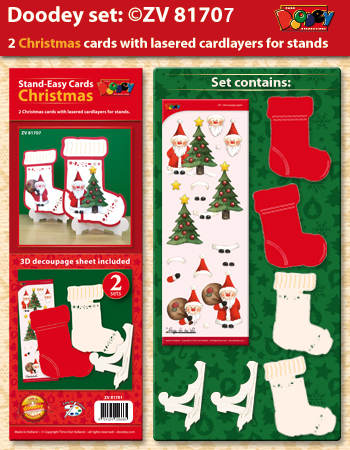 ZV81707 Set 2 Stand-Easy Christmas cards sock