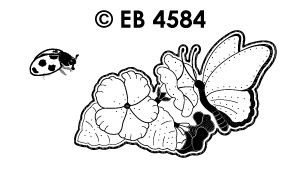 EB4584 > embroidery sticker butterfly with petunia